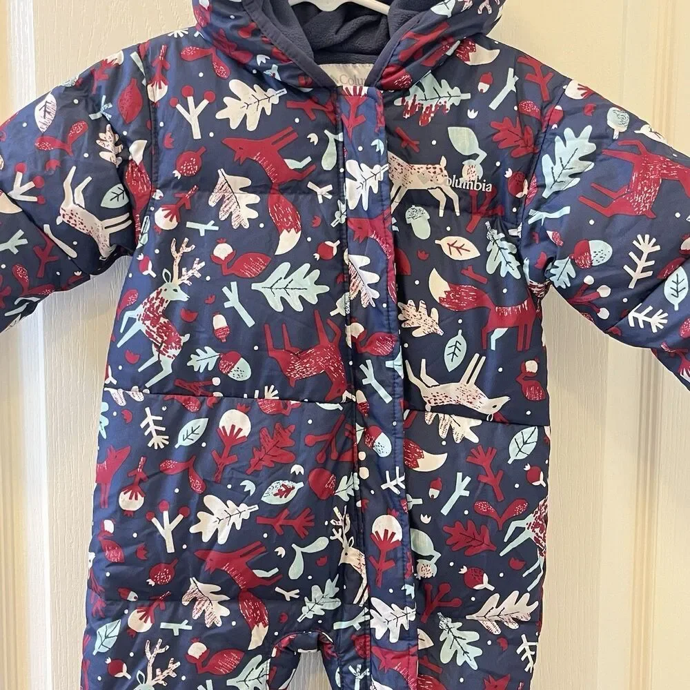 Columbia Infant Snuggly Bunny II Bunting Down Snowsuit Woodland Girls 6-12 Mos